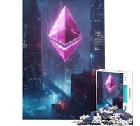Jigsaw Puzzles for Teenagers 1000 Piece Ethereum Cityscape Brain Intelligence Challenge Addictive Toys Family Game Stress Reliever Funny Gifts (Size 38x52cm)