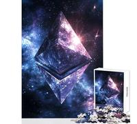 Jigsaw Puzzles for Teenagers 1000 Piece Ethereum Symbol in Space Educational Toy Gifts Ideas Educational Game Enhance Love between Couples Size 50x75cm