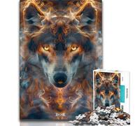 Jigsaw Puzzles for Teenagers 1000 Piece Fantasy Wolf Portrait,Help The Brain Exercise Addictive Toys to Cultivate Patience Artists Collection,Fine Art (75x50cm)