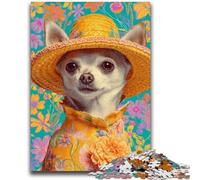 Jigsaw Puzzles for Teenagers 1000 Piece Fashion Chihuahua Adult Puzzles,Staycation Kill Time with Matching Poster And Trivia Sheet (50x75cm)