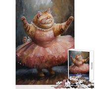 Jigsaw Puzzles for Teenagers 1000 Piece Fat Cat Funny Dancing Educational Toy Gifts Ideas Educational Game Enhance Love between Couples Size 38x52cm