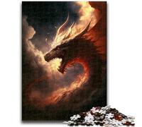 Jigsaw Puzzles for Teenagers 1000 Piece Fire Dragon in Heaven Teenager Puzzles,Educational Games Home Decoration Suitable for Desktop Decoration (75x50cm)