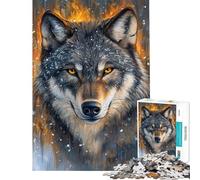 Jigsaw Puzzles for Teenagers 1000 Piece Flame And Frost Wolf Jigsaw Puzzles 1000 Educational Toy Secret Santa Gifts Perfect Decoration (Size 38x26cm)