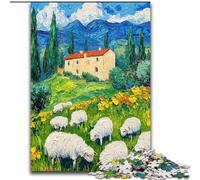 Jigsaw Puzzles for Teenagers 1000 Piece Flock of Sheep Oil Painting, Educational Toys for Is Ideal As A Gift for The Whole Family for And 14 Years Old (Size 26x38cm)