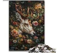 Jigsaw Puzzles for Teenagers 1000 Piece Floral Deer, Toys Educational Games Stress Relieving Parent-child Interaction (Size 50x75cm)