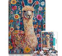 Jigsaw Puzzles for Teenagers 1000 Piece Flower Alpaca Adult Jigsaw,Artistic Wall Decor & Birthday Gift Idea for Friends, Home Office 38x26cm