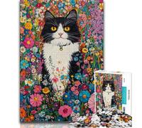 Jigsaw Puzzles for Teenagers 1000 Piece Flower Cat Art,Educational Stress Relief Toy for Is Ideal As A Gift for The Whole Family (75x50cm)