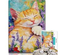 Jigsaw Puzzles for Teenagers 1000 Piece Flower Cat Puzzles,Family Game Stress Reliever Difficult Challenge Suitable for Couples 26x38cm