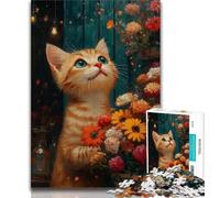 Jigsaw Puzzles for Teenagers 1000 Piece Flower Cat Teenager Puzzles,Educational Games DIY Toys Great Gifts And Toys 26x38cm