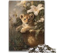 Jigsaw Puzzles for Teenagers 1000 Piece Flowers And Leopard Baby for And from 14 Years And over Play Toys Because It Is Ideal As A Gift for The Whole Family 38x26cm