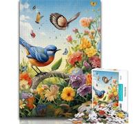 Jigsaw Puzzles for Teenagers 1000 Piece Flowers Birds,Family Entertainment Toys with Matching Poster And Trivia Sheet (75x50cm)