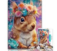 Jigsaw Puzzles for Teenagers 1000 Piece Flowers Squirrel,Decompressing Intellectual Educational Toy Is Ideal As Gifts for The Whole Family 38x26cm