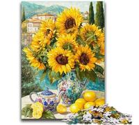 Jigsaw Puzzles for Teenagers 1000 Piece Flowers Sunflower Art Educational Games Home Decoration Educational Game for Birthday, Chrismas 26x38cm