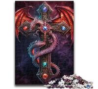 Jigsaw Puzzles for Teenagers 1000 Piece Flying Dragon And Sword Difficult And Challenge with Matching Poster And Trivia Sheet for Age 14 50x75cm