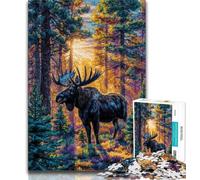 Jigsaw Puzzles for Teenagers 1000 Piece Forest Moose,Educational Stress Relief Toy for Is Ideal As A Gift for The Whole Family (38x26cm)