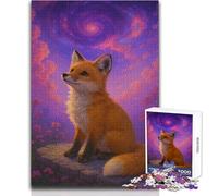 Jigsaw Puzzles for Teenagers 1000 Piece Fox Gazing at The Starry Sky Unique Challenge Game Presents for Women Art Work Gift Size 50x75cm