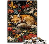 Jigsaw Puzzles for Teenagers 1000 Piece Fox Sleeping in The Flowers Stress Reliever Staycation Kill Time with Matching Poster And Trivia Sheet 26x38cm