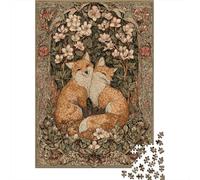 Jigsaw Puzzles for Teenagers 1000 Piece Foxes in Flowers-7 Jigsaw Puzzle Relax Games Difficult Hard Fun at Home Activities, 38x26cm/1000pcs