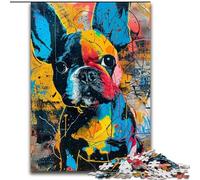 Jigsaw Puzzles for Teenagers 1000 Piece French Bulldog Graffiti, Challenging Game And Family Play with Fully Interlocking Randomly Shaped Pieces (Size 50x75cm)