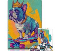 Jigsaw Puzzles for Teenagers 1000 Piece French Bulldog Skateboarding Teenager Puzzles,Educational Games DIY Toys Great Gifts And Toys 26x38cm
