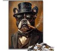 Jigsaw Puzzles for Teenagers 1000 Piece French Bulldog Smoking for Ages 14 And over Fun Games Fun Activities at Home, Birthday Gifts, Travel Gifts 26x38cm