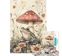 Jigsaw Puzzles for Teenagers 1000 Piece Frog And Mushroom Watercolor Illustration Educational Games Toy Intellectual Game Great Gifts for Games A Work of Art (Size 50x75cm)