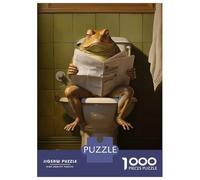 Jigsaw Puzzles for Teenagers 1000 Piece Frog on Toilet Newspaper Puzzle for Adults Hands-on Game Wall Decoration Christmas Birthday Gifts 70x50cm/1000pcs