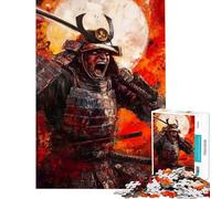 Jigsaw Puzzles for Teenagers 1000 Piece Furious Samurai Warrior Painting Jigsaws for Adults Fun Games Stress Reliever Christmas Birthday Gifts (Size 38x26cm)