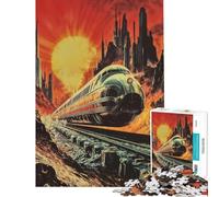 Jigsaw Puzzles for Teenagers 1000 Piece Futuristic Train Sunset Fun Activities at Home Learning Educational Educational Toy for And 14 Years And over (38x52cm)