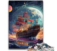 Jigsaw Puzzles for Teenagers 1000 Piece Galaxy Pirate Ship Teenager Puzzles,Educational Games Home Decoration Suitable for Desktop Decoration (26x38cm)