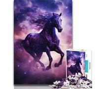 Jigsaw Puzzles for Teenagers 1000 Piece Galaxy Purple Horse,Family Entertainment Toys with Matching Poster And Trivia Sheet (38x26cm)