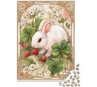 Jigsaw Puzzles for Teenagers 1000 Piece Garden Rabbit with Strawberries Jigsaw Puzzle Relax Games Difficult Hard Fun at Home Activities, 52x38cm/1000pcs