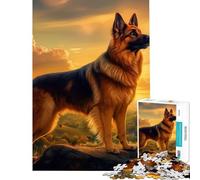Jigsaw Puzzles for Teenagers 1000 Piece German Shepherd Sunset Educational Games Toy Intellectual Game Great Gifts for Games A Work of Art (Size 50x75cm)
