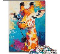 Jigsaw Puzzles for Teenagers 1000 Piece Giraffe Art, Toy Intellectual Game Enhance Love between Couples for Ages 14+ (Size 50x75cm)