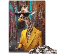 Jigsaw Puzzles for Teenagers 1000 Piece Giraffe in Suit Toys Educational Games Stress Relieving Suitable for Desktop Decoration 26x38cm