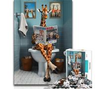 Jigsaw Puzzles for Teenagers 1000 Piece Giraffe on The Toilet Teenager Puzzles,Stress Reliever Staycation Kill Time Home Decoration Toys (size 75x50cm)