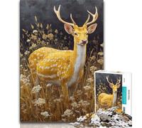 Jigsaw Puzzles for Teenagers 1000 Piece Golden Deer,Help The Brain Exercise Addictive Toys to Cultivate Patience Artists Collection,Fine Art (38x26cm)