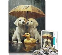 Jigsaw Puzzles for Teenagers 1000 Piece Golden Retriever Holding An Umbrella Teenager Puzzles,Educational Games Home Decoration Suitable for Desktop Decoration 75x50cm