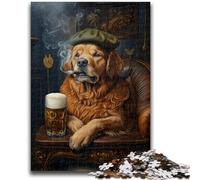 Jigsaw Puzzles for Teenagers 1000 Piece Golden Retriever Smoking Teenager Puzzles,Educational Games DIY Toys Great Gifts And Toys (38x26cm)