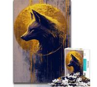 Jigsaw Puzzles for Teenagers 1000 Piece Golden Wolf Fox,Educational Stress Relief Toy for Is Ideal As A Gift for The Whole Family (38x26cm)