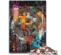 Jigsaw Puzzles for Teenagers 1000 Piece Graffiti Bitcoin Stress Reliever Staycation Kill Time with Matching Poster And Trivia Sheet 50x75cm