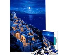 Jigsaw Puzzles for Teenagers 1000 Piece Greece Night Stars Pixel Impossible Game Toys Educational Games Great Gifts for Games Stress Reliever (Size 75x50cm)