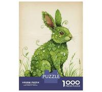Jigsaw Puzzles for Teenagers 1000 Piece Green Clover Rabbit Illustration Puzzles for Adults Toy Wall Decor A Work of Art Unique Birthday And Xmas Gifts 38x26cm/1000pcs