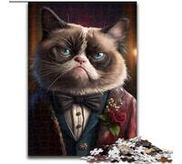 Jigsaw Puzzles for Teenagers 1000 Piece Grumpy Cat Fancy Suit, for Ages 14 And over Each Piece Is Unique - Fun And Challenging Game for The Whole Family Good Gift (Size 26x38cm)