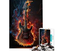 Jigsaw Puzzles for Teenagers 1000 Piece Guitar Fire for Birthday, Chrismas Difficult Hard Educational Game for And from 14 Years And over (38x52cm)