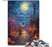 Jigsaw Puzzles for Teenagers 1000 Piece Halloween Under The Night Sky, Challenging Game And Family Play with Fully Interlocking Randomly Shaped Pieces (Size 50x75cm)