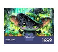 Jigsaw Puzzles for Teenagers 1000 Piece Halloween Witch Cat Art Print Jigsaw Puzzle Relax Games Difficult Hard Fun at Home Activities, 52x38cm/1000pcs