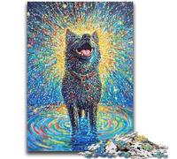 Jigsaw Puzzles for Teenagers 1000 Piece Happy Whimsical Akita Dog Adult Puzzles,Staycation Kill Time with Matching Poster And Trivia Sheet (26x38cm)