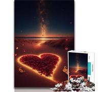 Jigsaw Puzzles for Teenagers 1000 Piece Heart on The Beach Teenager Jigsaw,Fun Games Wall Decoration Unique Birthday And Xmas Gifts (size 38x26cm)