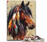 Jigsaw Puzzles for Teenagers 1000 Piece Indian Horse Teenager Puzzles,Educational Games DIY Toys Great Gifts And Toys (38x26cm)